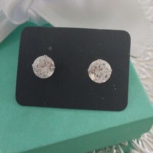 Sterling Silver+ Big Clear CZs Stud Earrings